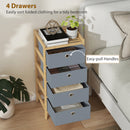 HOMCOM Chest of Drawers, 4 Drawers Dresser with Bamboo Frame, Light Grey