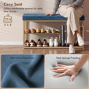 HOMCOM Shoe Storage Bench with Seat Cushion Tufted Shoe Rack Bench Dark Blue