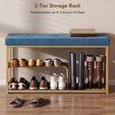 HOMCOM Shoe Storage Bench with Seat Cushion Tufted Shoe Rack Bench Dark Blue