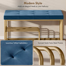 HOMCOM Shoe Storage Bench with Seat Cushion Tufted Shoe Rack Bench Dark Blue