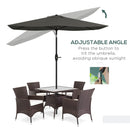 Outsunny 2 X 3(m) Garden Parasol Rectangular Market Umbrella W/ Crank - Brown/Beige/Black/Grey