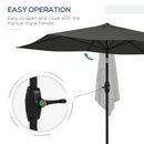Outsunny 2 X 3(m) Garden Parasol Rectangular Market Umbrella W/ Crank - Brown/Beige/Black/Grey