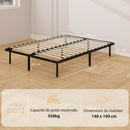HOMCOM 4ft6 Double Bed Frame, Metal Platform Bed Frame with 28 Wood Slats