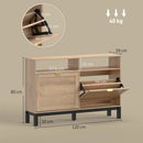 HOMCOM Narrow Shoe Cabinet with 2 Flip Drawers, Modern Shoe Storage Cabinet
