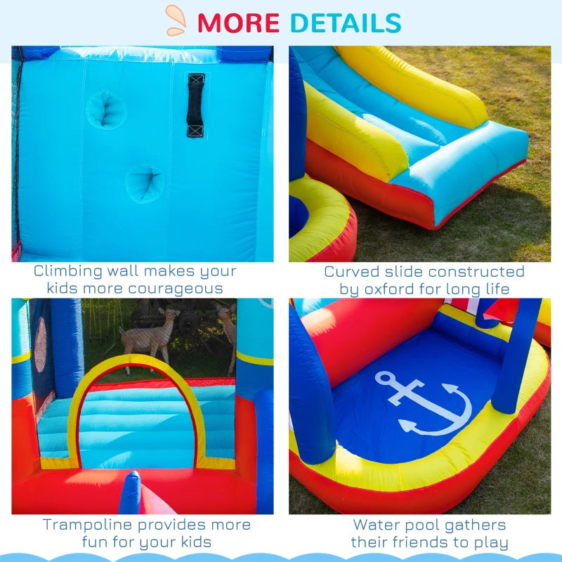 Outsunny Bouncy Castle with Slide and Pool