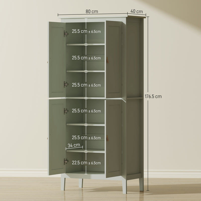 HOMCOM 176.5 cm Tall Freestanding Pantry Storage Cabinet with 4 Doors