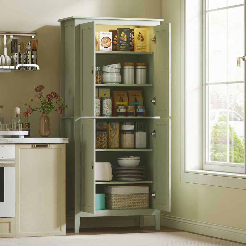 HOMCOM 176.5 cm Tall Freestanding Pantry Storage Cabinet with 4 Doors