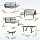 Outsunny Sectional Outdoor Furniture with Glass Top Table, Orange