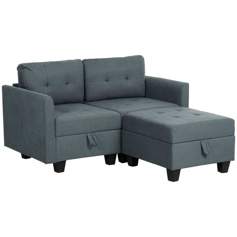 HOMCOM Modular Sectional Sofa with Storage, 2 Seater Sofa Set