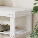 HOMCOM 3-Tier Bamboo Shoe Bench with 2 Shelves for Entryway, White