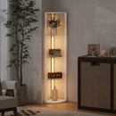 HOMCOM LED Floor Lamp with Shelves, Dimmable Standing Lamp with Foot Switch