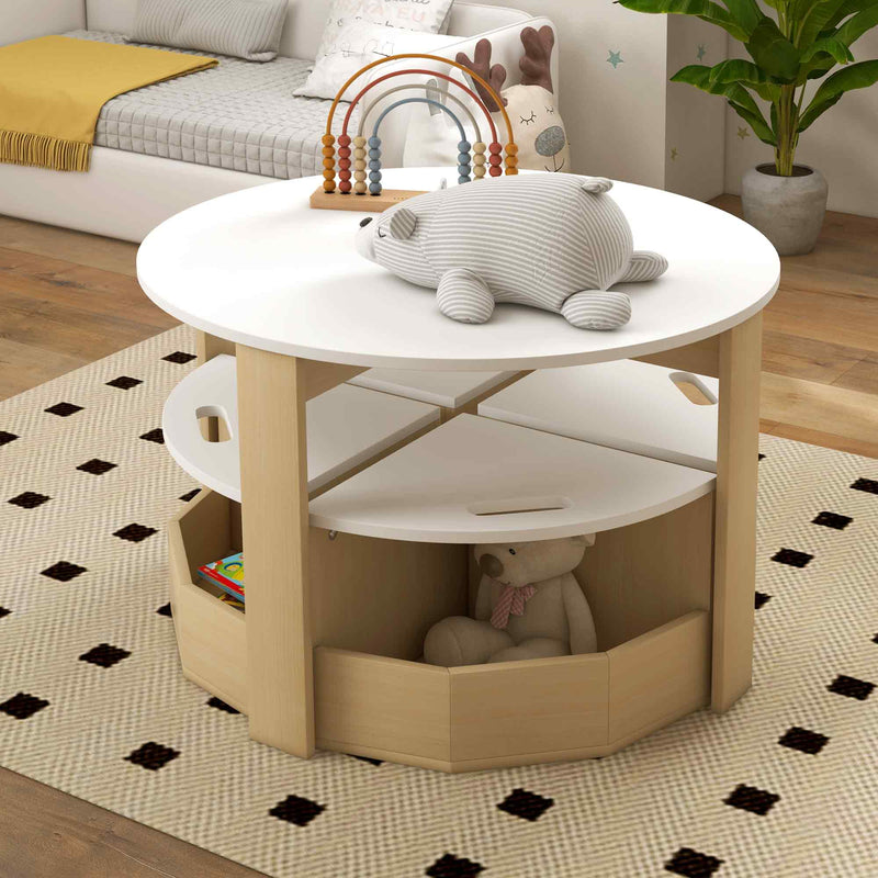 AIYAPLAY Five-Piece Kids Table and Chairs Set with Storage, White