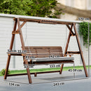 Outsunny 3 Seater Wooden Garden Swing Seat Chair With Side Trays And Cushion