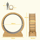 PawHut Cat Treadmill, 39.4 Inch Wooden Cat Running Wheel With Brake - White/Natural Wood Finish