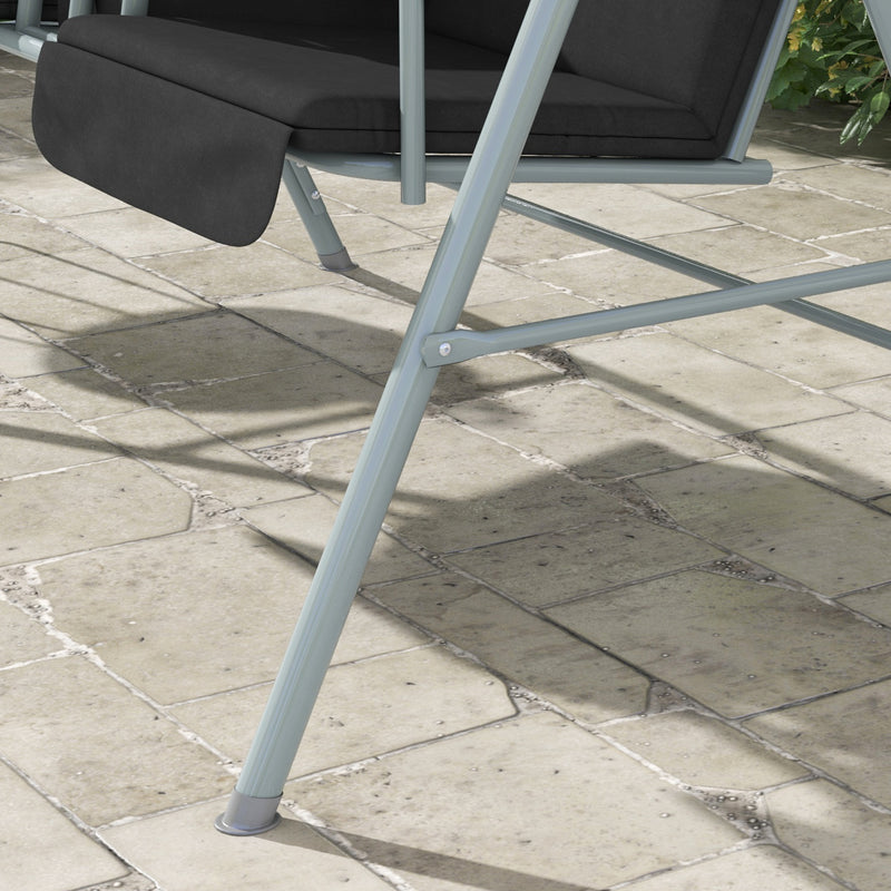 Outsunny 2 Person Covered Patio Swing with Pivot Table & Storage Console Black