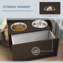 PawHut Stainless Steel Raised Dog Bowl w/ 21L Storage Drawer, for Large Dogs