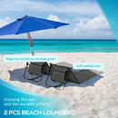 Outsunny Garden Beach Chair Mat, Sun Lounger Seats with Adjustable Back