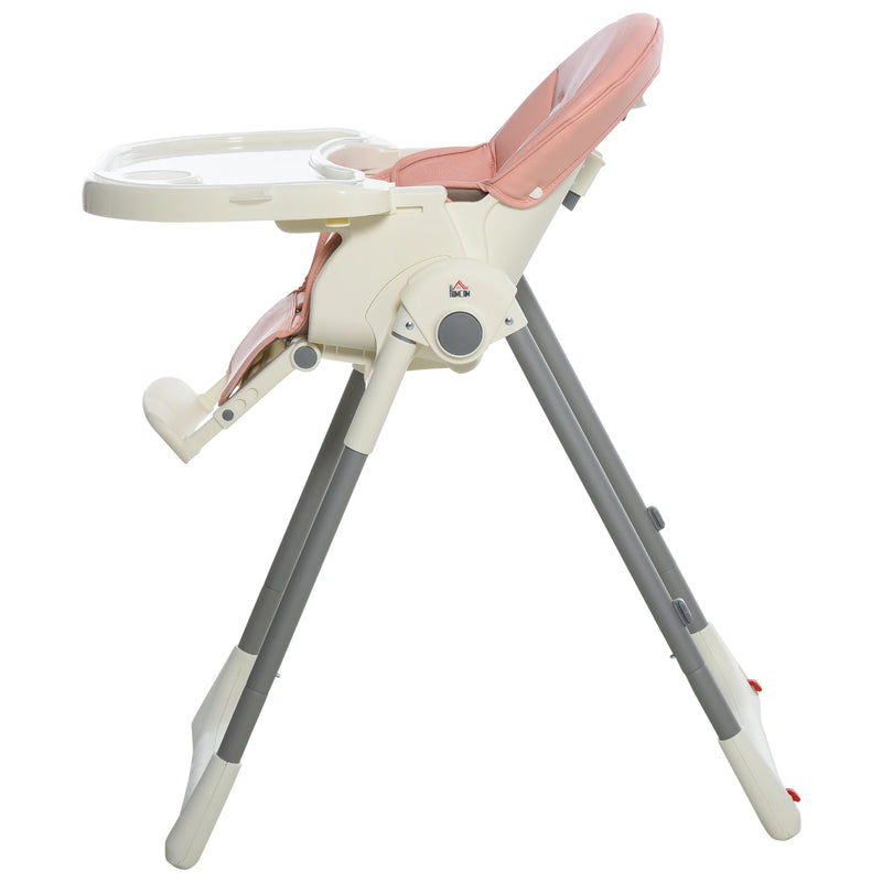 HOMCOM Babies Foldable PU Highchair Pink