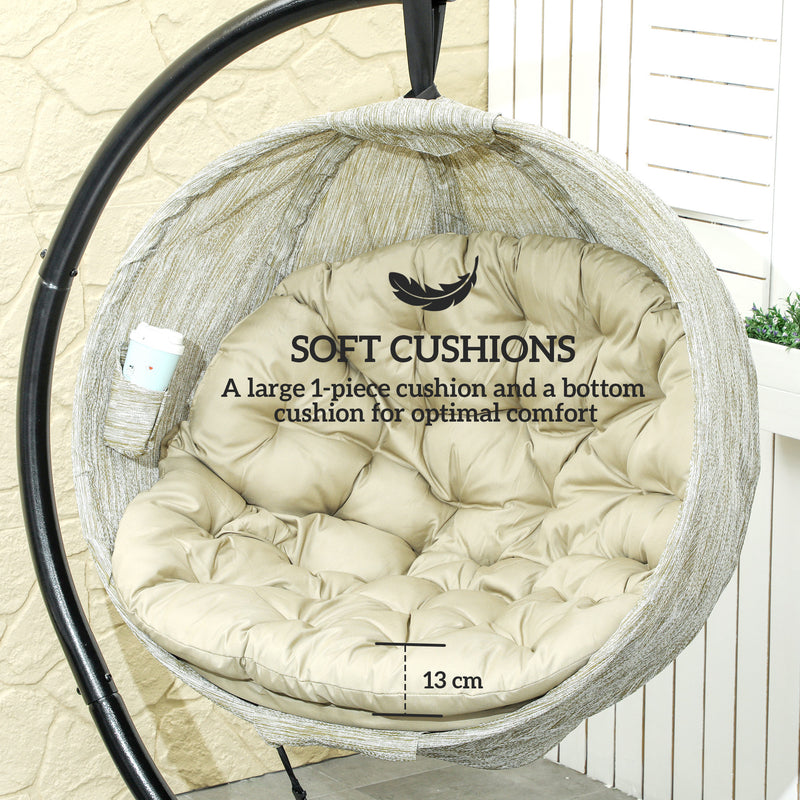 Outsunny Hanging Egg Chair Outdoor Indoor Swing Chair, Folding Basket