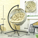 Outsunny Hanging Egg Chair Outdoor Indoor Swing Chair, Folding Basket