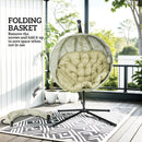 Outsunny Hanging Egg Chair Outdoor Indoor Swing Chair, Folding Basket