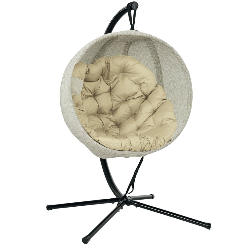 Outsunny Hanging Egg Chair Outdoor Indoor Swing Chair, Folding Basket