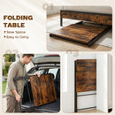 HOMCOM Folding Desk with 2-Tier Shelf for Home Office, Rustic Brown