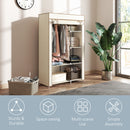 HOMCOM Fabric Wardrobe w/ Shelves Hanging Rail Foldable Closets