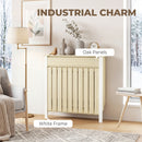 HOMCOM Radiator Cover with Drawer and Vertical Slats Oak