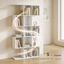 HOMCOM Geometric Bookshelf, 5-Tier S Shaped Bookcase, White Wood Effect