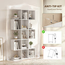HOMCOM Geometric Bookshelf, 5-Tier S Shaped Bookcase, White Wood Effect