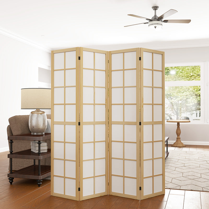 HOMCOM Indoor Room Partition, 4 Panel Folding Room Divider, 160 x 170cm