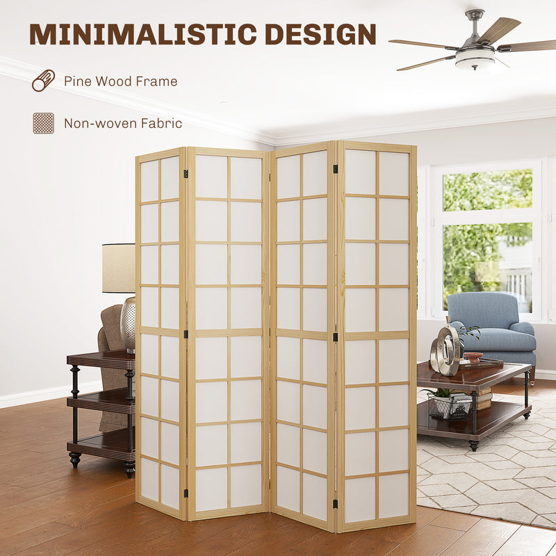 HOMCOM Indoor Room Partition, 4 Panel Folding Room Divider, 160 x 170cm