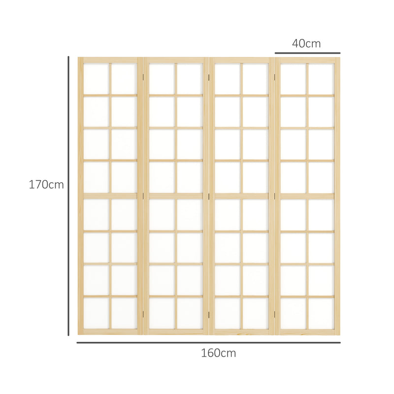 HOMCOM Indoor Room Partition, 4 Panel Folding Room Divider, 160 x 170cm