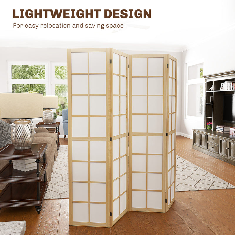 HOMCOM Indoor Room Partition, 4 Panel Folding Room Divider, 160 x 170cm