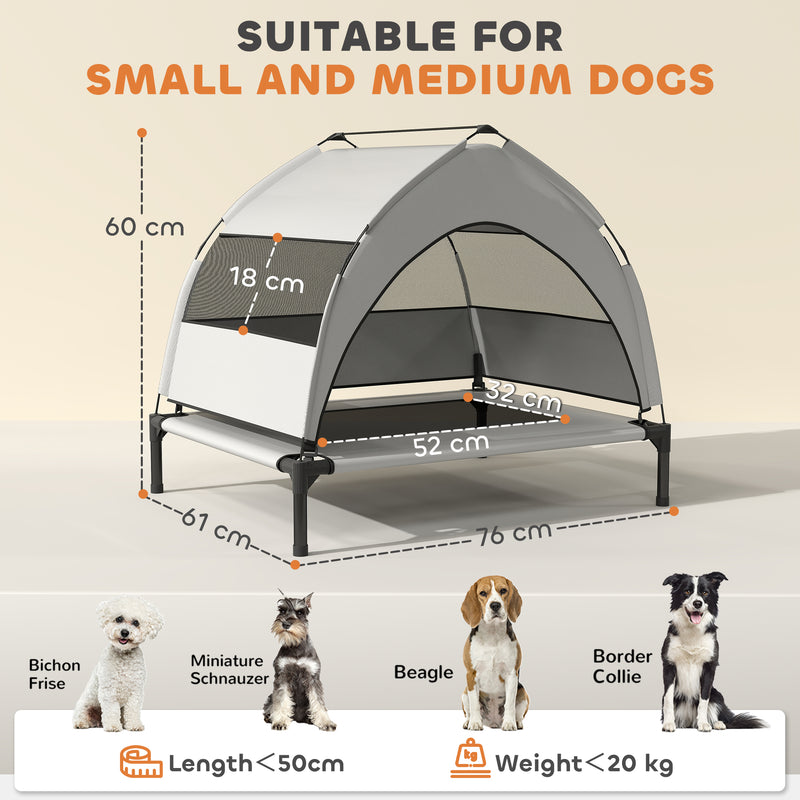 PawHut Portable Elevated Dog Bed With Removable Canopy