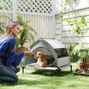 PawHut Portable Elevated Dog Bed With Removable Canopy