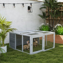 PawHut Rabbit Hutch Small Animal Guinea Pig House with Openable Roof Grey