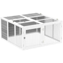PawHut Rabbit Hutch Small Animal Guinea Pig House with Openable Roof Grey