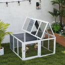 PawHut Rabbit Hutch Small Animal Guinea Pig House with Openable Roof Grey