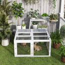 PawHut Rabbit Hutch Small Animal Guinea Pig House with Openable Roof Grey