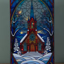 21cm Battery Operated Light up Double Sided Stained Glass Victorian Church Decoration with LEDs