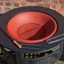Samuel Alexander 80x58cm Black Steel Garden Patio Firepit Heater BBQ with Cover