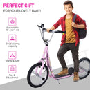 HOMCOM Teen Big Wheel Push Scooter -  Pink