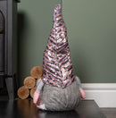 46cm Plush Christmas Bearded Gonk with Pink & Silver Sequined Hat Christmas Decoration
