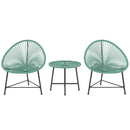 Outsunny Rattan Bistro Set With Acapulco Chairs And Glass Table, Green