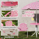 AIYAPLAY Kids Garden Furniture With 2 Folding Chairs And Umbrella, Pink