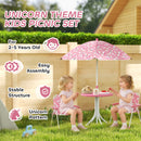 AIYAPLAY Kids Garden Furniture With 2 Folding Chairs And Umbrella, Pink