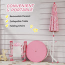 AIYAPLAY Kids Garden Furniture With 2 Folding Chairs And Umbrella, Pink