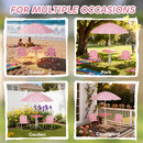 AIYAPLAY Kids Garden Furniture With 2 Folding Chairs And Umbrella, Pink
